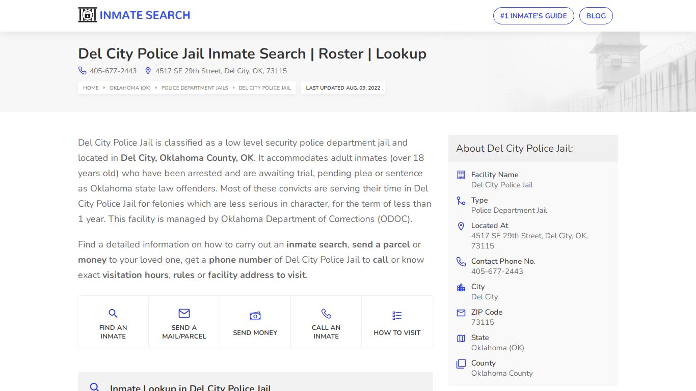 Del City Police Jail Inmate Search | Roster | Lookup